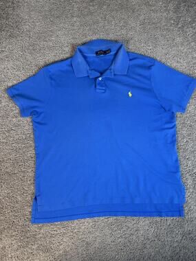 Polo Ralph Lauren Polo Shirt Mens 2XL Blue Short Sleeve 100% Cotton Collared